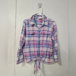 Alfred Dunner Long Sleeve Button Up Blouse With Tie Front!